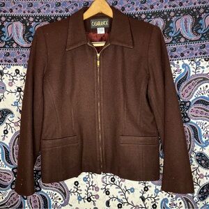 Casablanca Women's Brown Gold Zip-Front Wool Jacket S